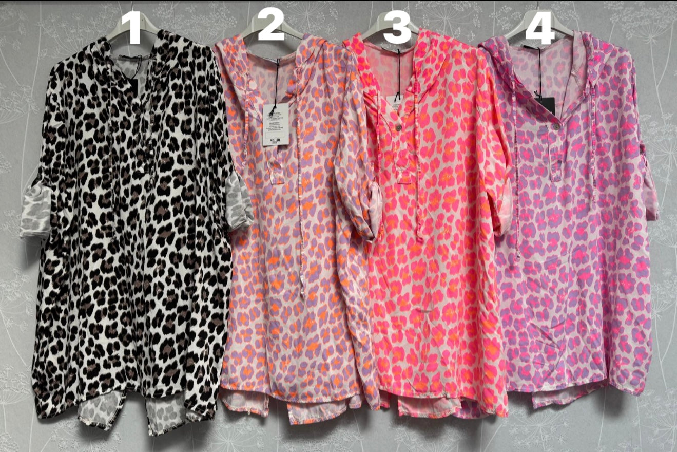 Musselin Leo Hoodiebluse