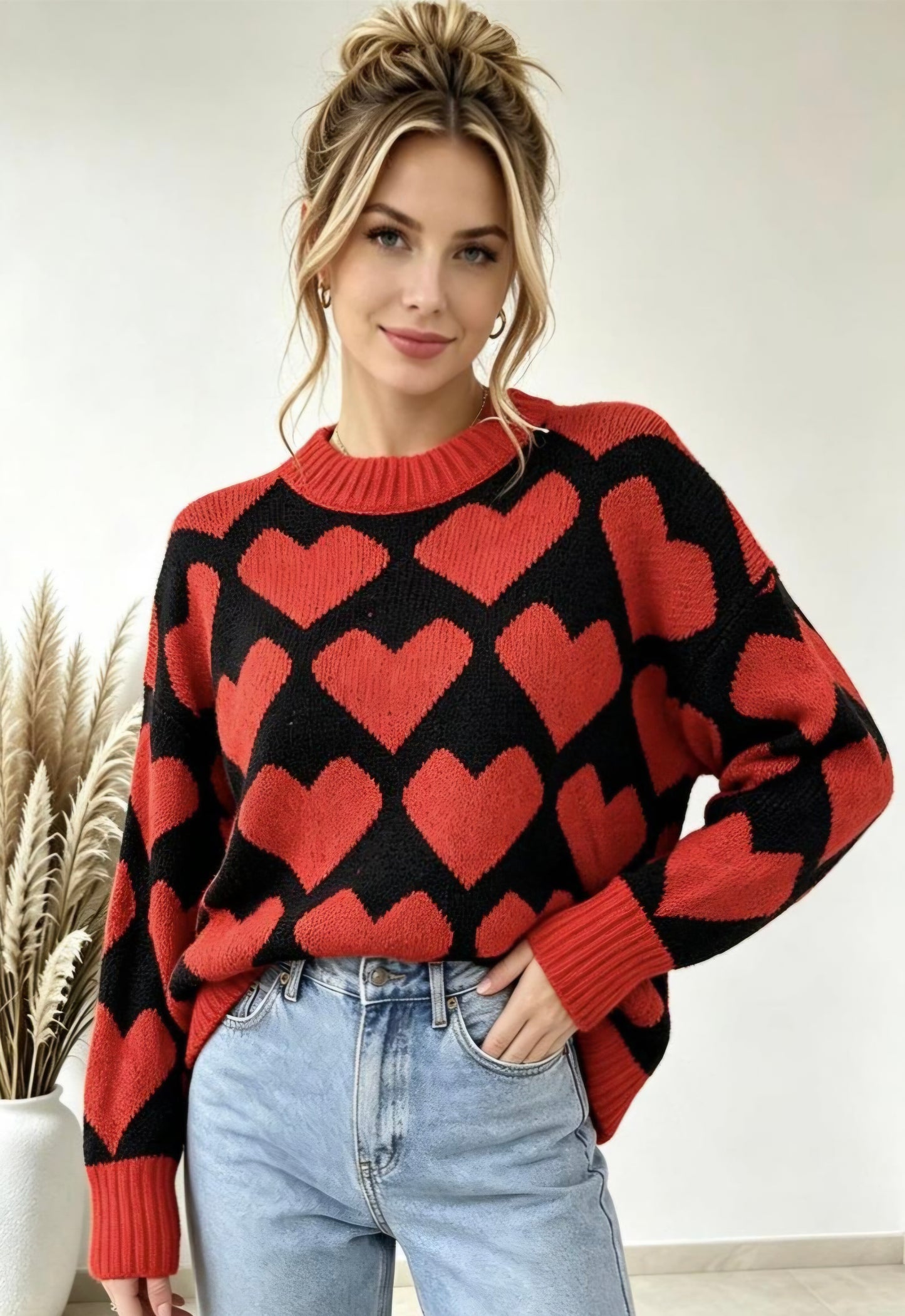 Kuscheliger Strickpulli mit Herz-Muster