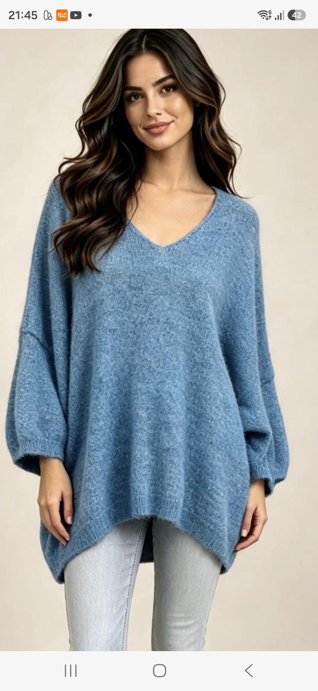Oversize-Feinstrick-Pullover mit V-Ausschnitt