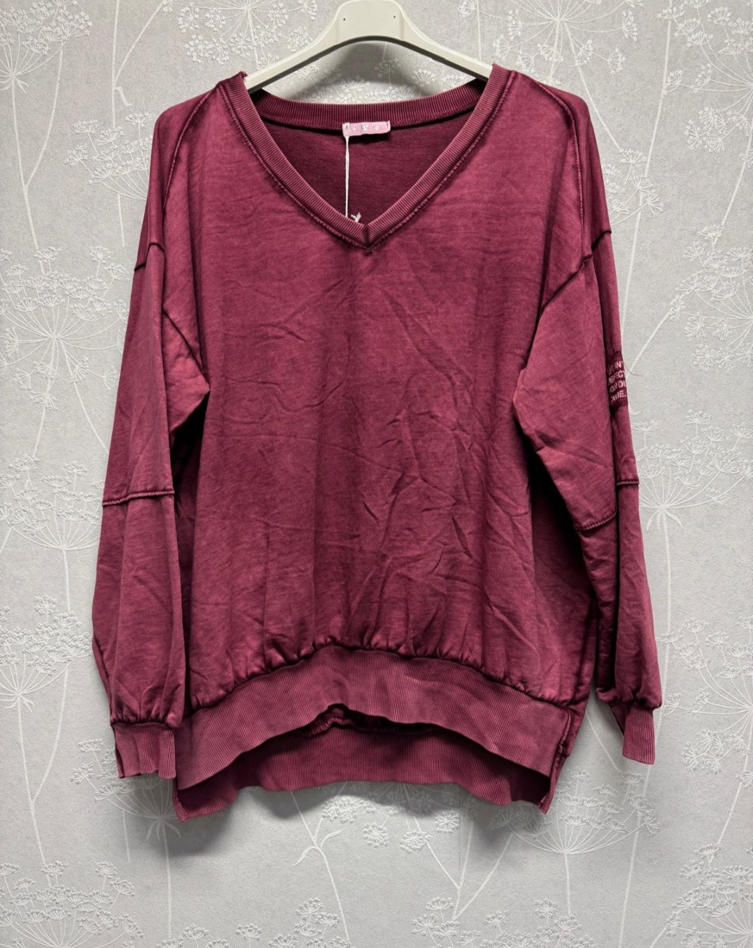 Uni Sweater Elsa mit V-Ausschnitt
