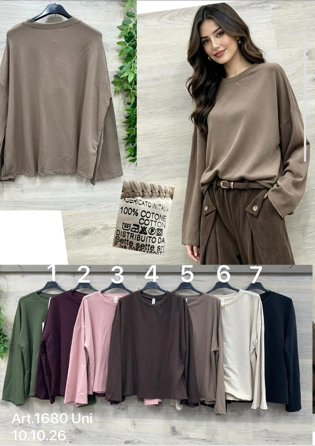 Oversize Langarmshirt "Uni" – Made in Italy