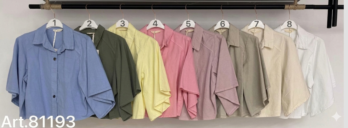 Kurzarm-Blusenjacke aus 100% Baumwolle bis Gr.44