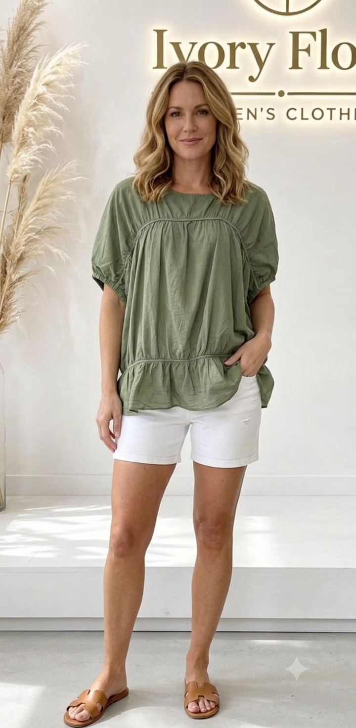 Leichte Baumwoll-Bluse mit Volant – Luftiger Sommer-Style😘