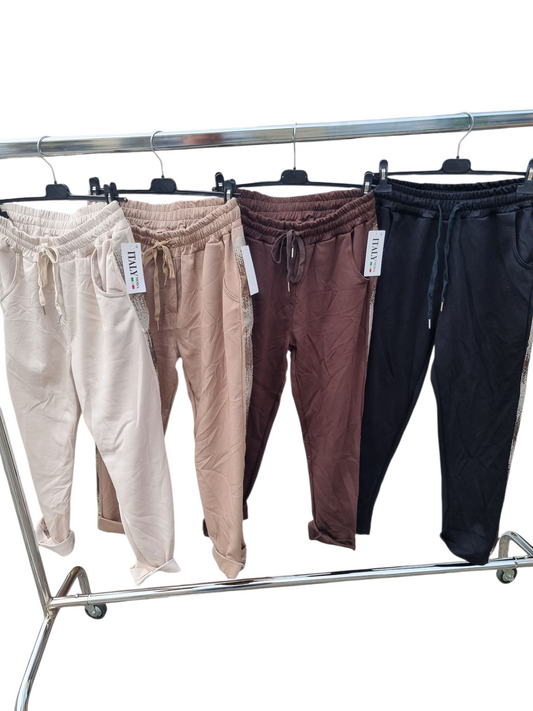 Jogpants mit Glitzerborte