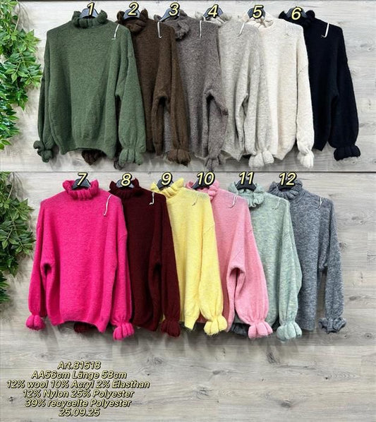 Rüschen Strickpullover