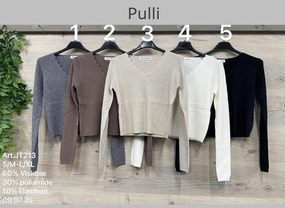 V-Shirt Pull Zickzack Viskose in Klein und Groß