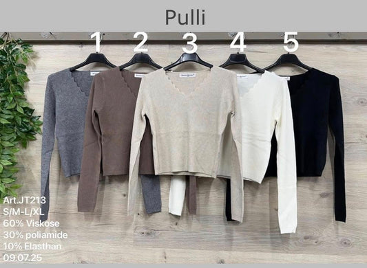 V-Shirt Pull Zickzack Viskose in Klein und Groß