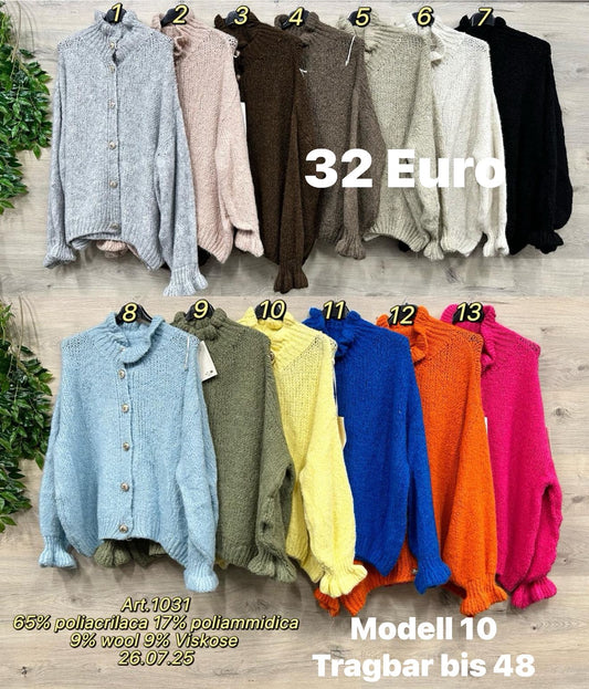 Trendige Bündchen Strickjacke 36-48