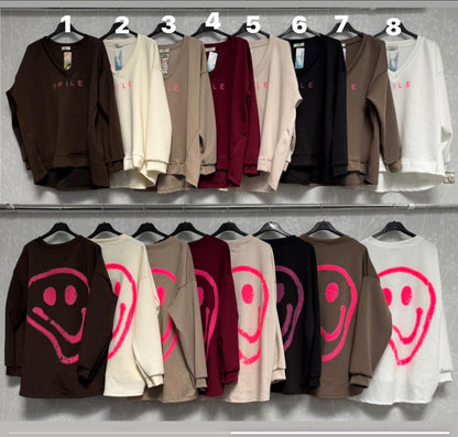 V-Ausschnitt Pullover Smile