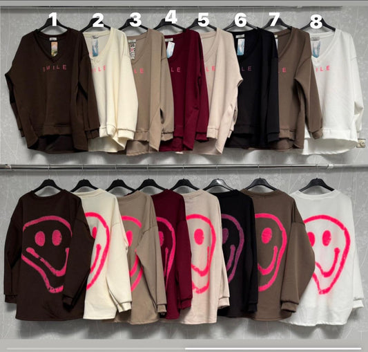 V-Ausschnitt Pullover Smile
