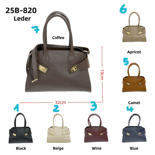 Echtleder Handtasche Doppelverschluss