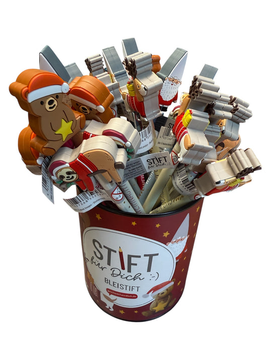 4er-Set Weihnachtsbleistifte ✏️ mit Radiergummi & Spruch –