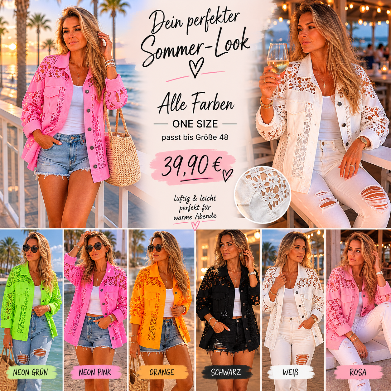 🌴 SOMMER-KNALLER 🌴
Die Spitzenjacke, die alle Blicke auf sich zieht!