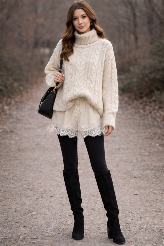 Blusenblender Röckchen mit Spitze – Neu-Fashion Layering-Look.restocked