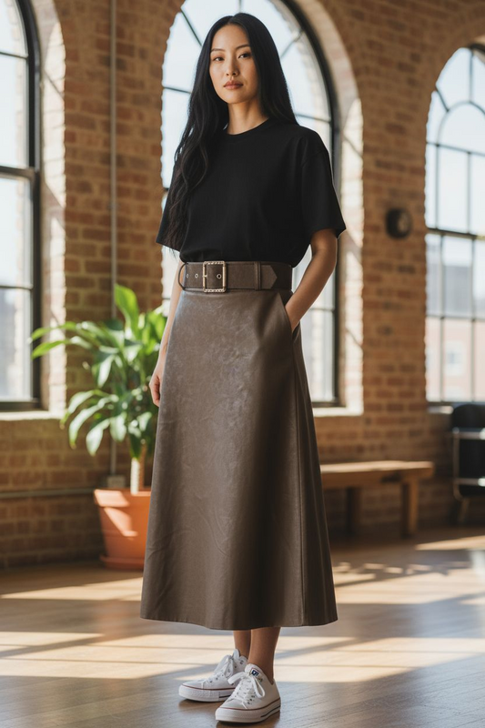 Lederrock vegan Uni,leicht marmoriert. Tragbar 36-44 💥Black Deals Preis 💥