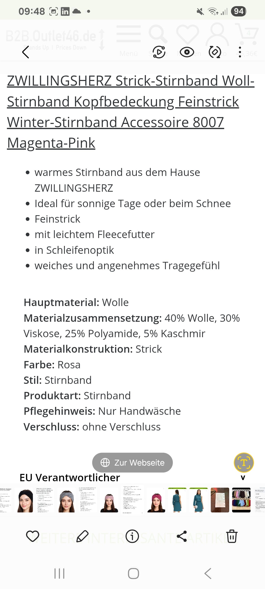 Strick Stirnband in magenta