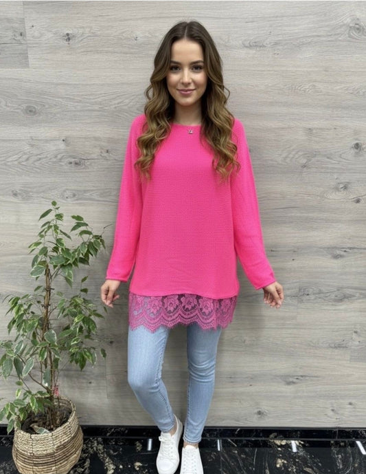 Pullover mit Spitze AA61,Länge 84cm