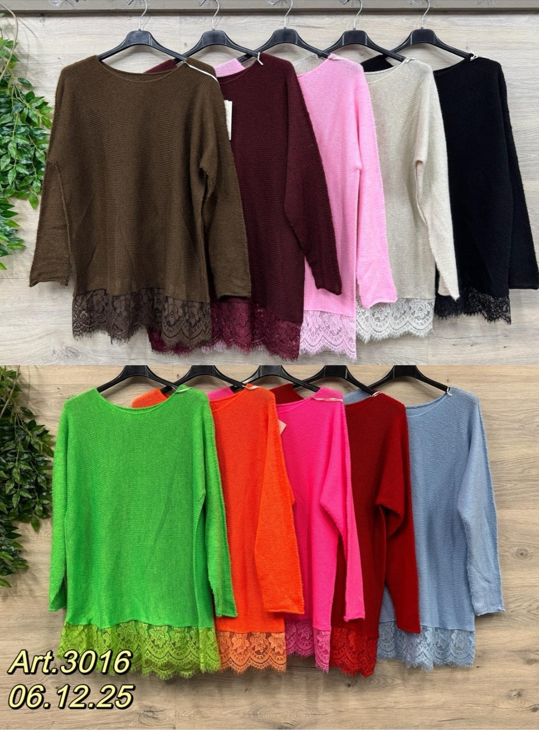 Pullover mit Spitze AA61,Länge 84cm