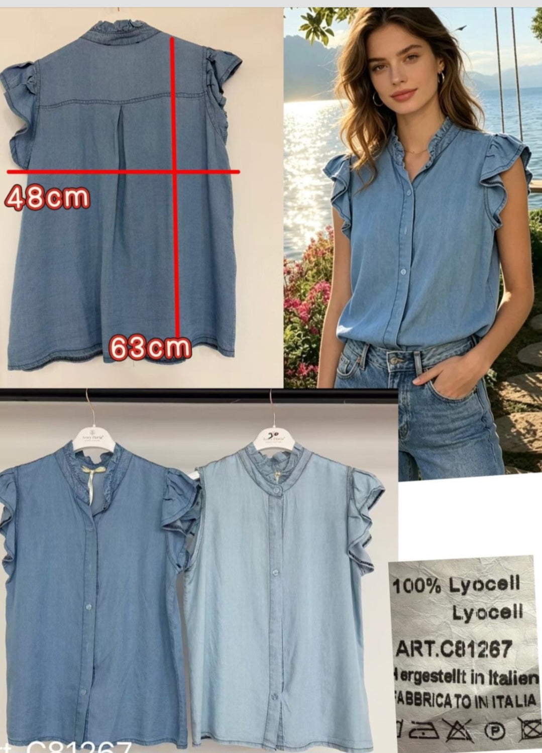 Bluse aus Tencel im Jeanslook