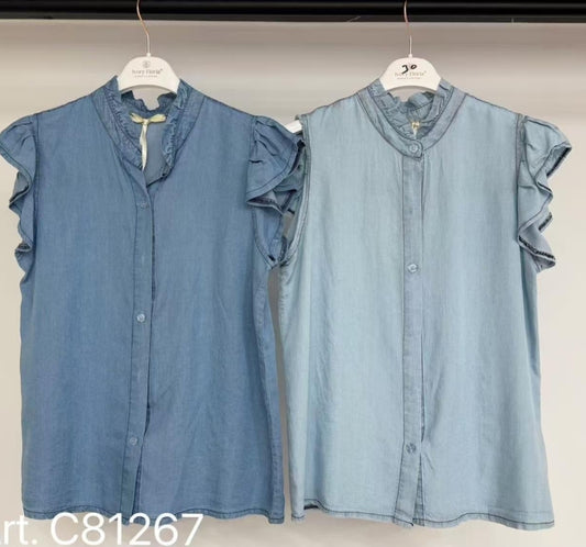 Bluse aus Tencel im Jeanslook