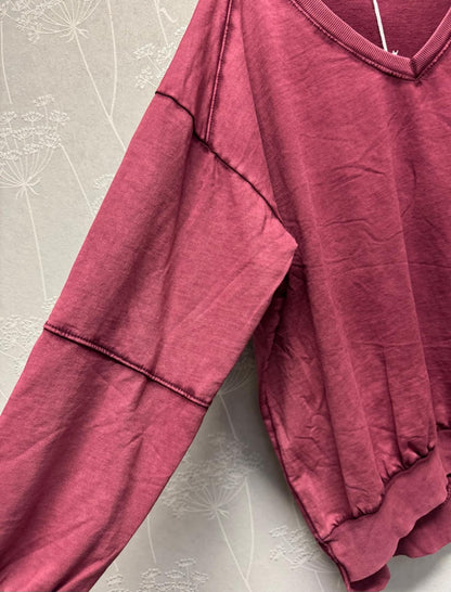 Uni Sweater Elsa mit V-Ausschnitt