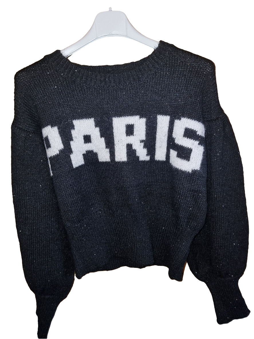 Crop Pulli "Paris" mit micro Pailletten.