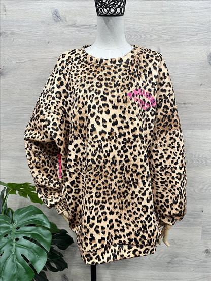 Viskose Leo Pulli mit tendigem Neon Rückenprint 36-44