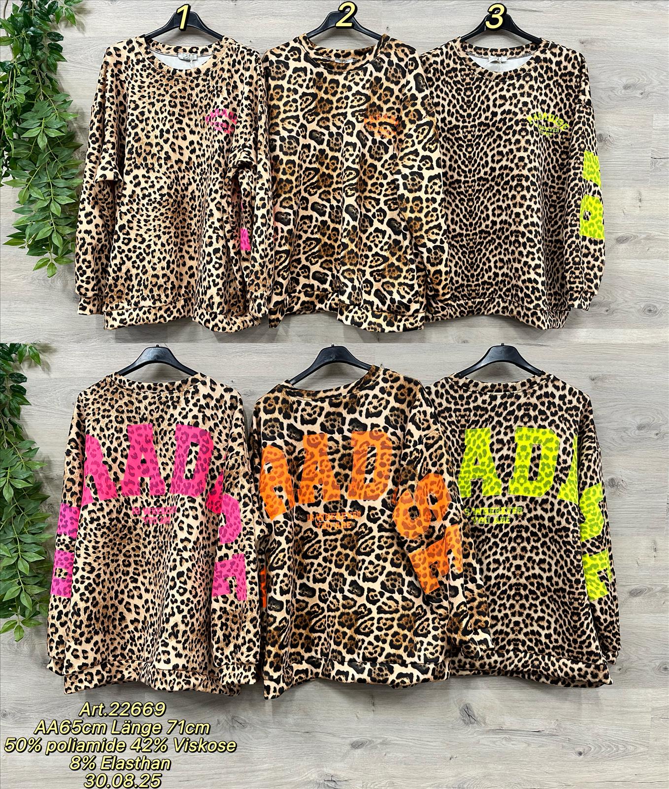 Viskose Leo Pulli mit tendigem Neon Rückenprint 36-44