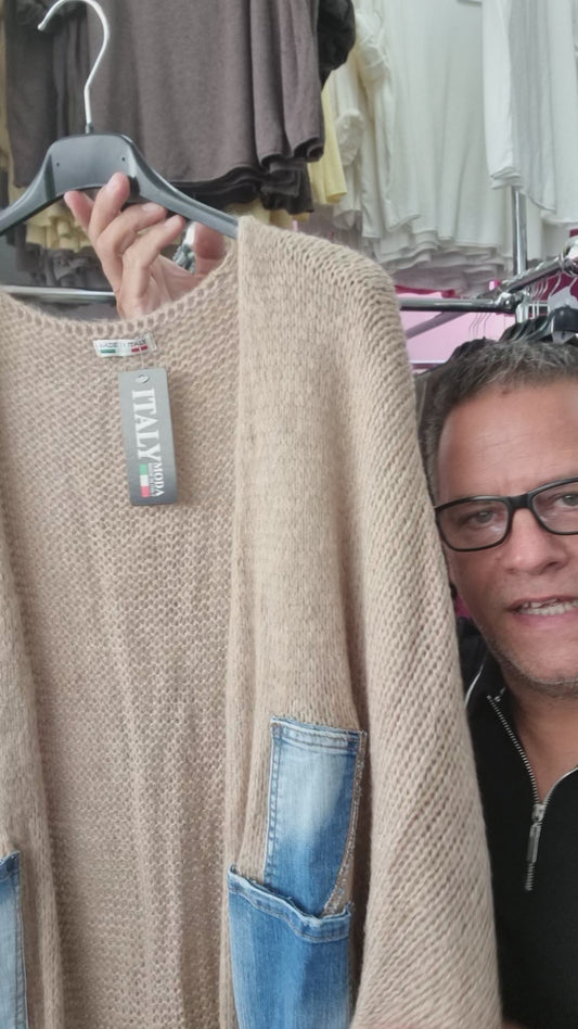 Strickjacke mit Jeanstaschen