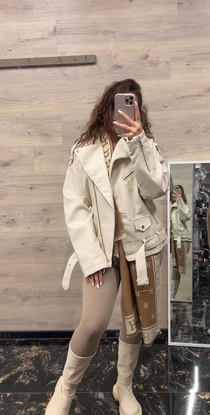 Oversized Lederjacke