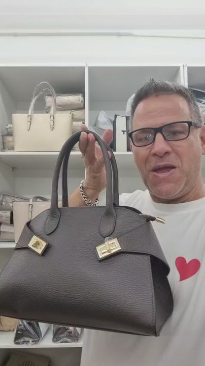 Echtleder Handtasche Doppelverschluss