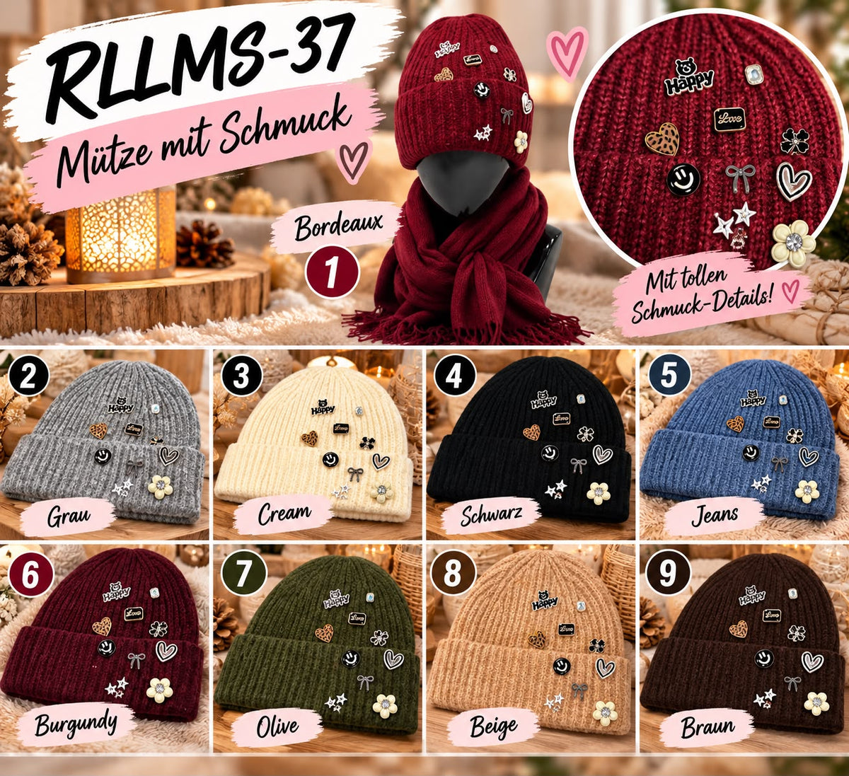 Strickmütze Pins&Badges